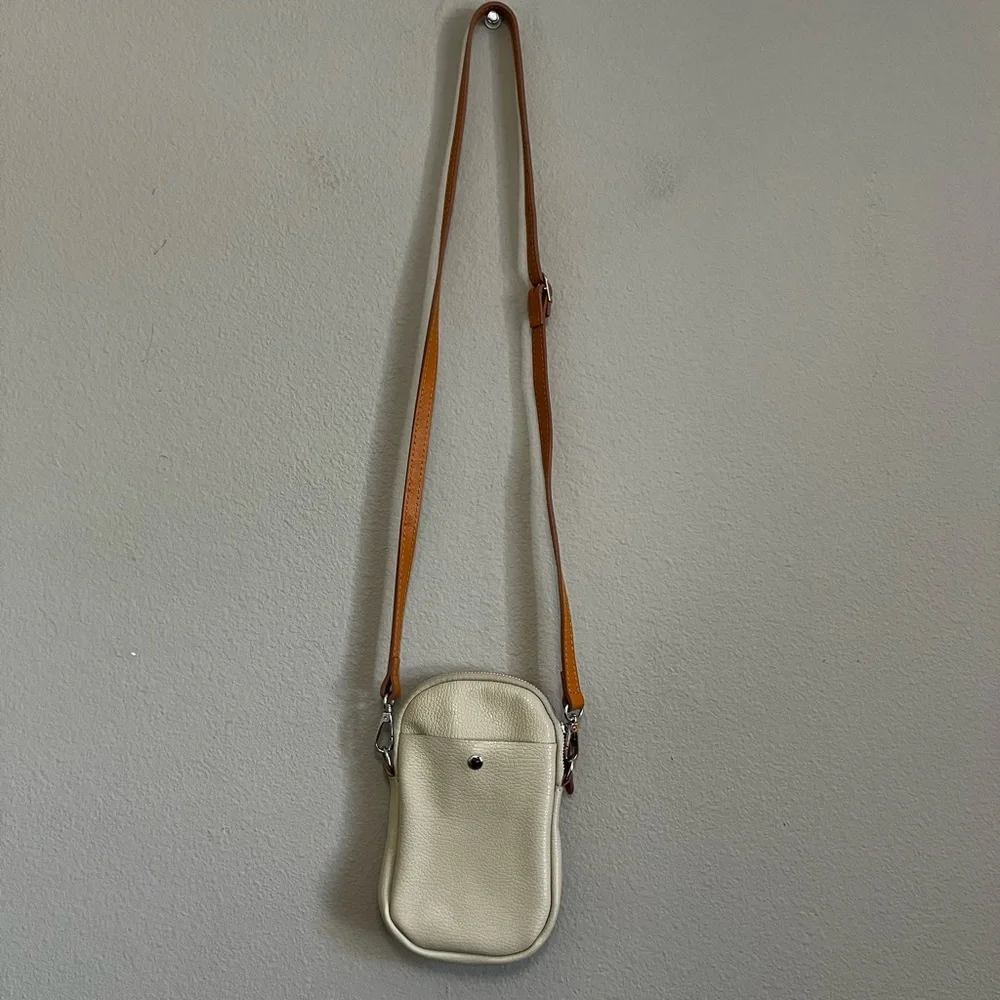 Divina Firenze Ivory “Amanda” Mini Crossbody Bag Purse‎ Italian Leather